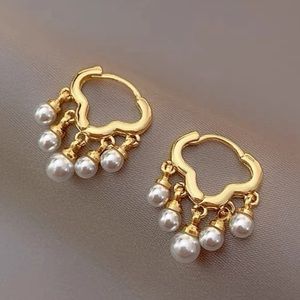 1pair High-end Cloud-shaped Ear Studs With Tassel & Imitation Pearl For …